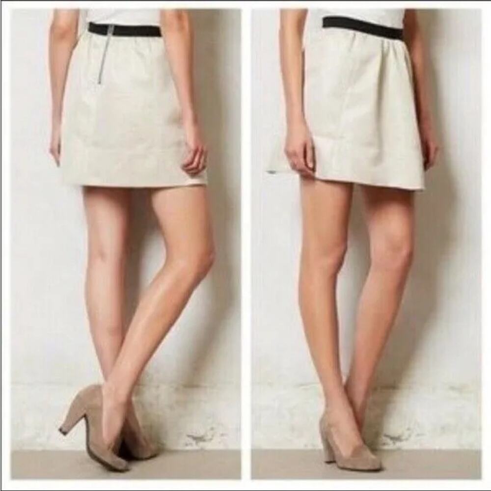 Ganni Anthropologie Gold Brocade Pleated 'Cressida' Mini Skirt XS‎ High Waisted